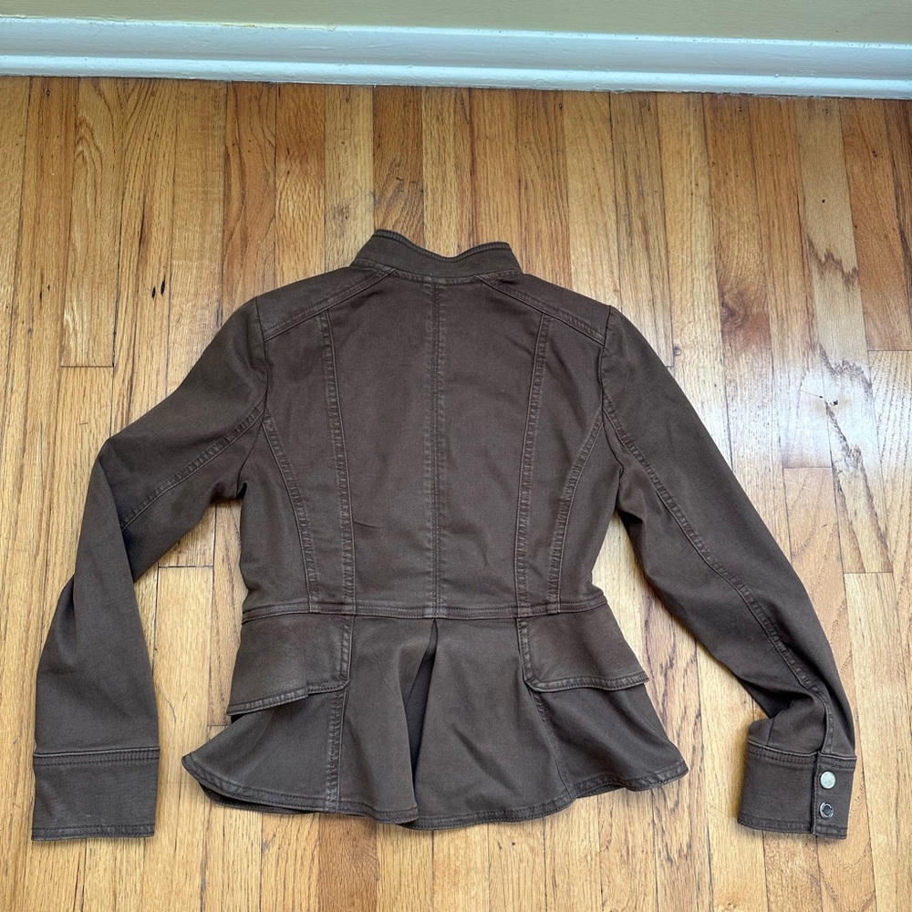 White House Black Market Brown Utility Peplum Jacket - Picture 5 of 5